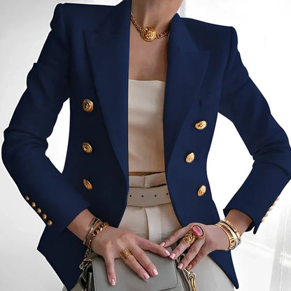 Rhonda | Women's Timeless Double-Breasted Blazer with Gold Buttons