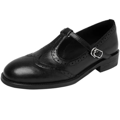 Alexa | Women's T-Strap Mary Jane Shoes Low Block Heel Buckle