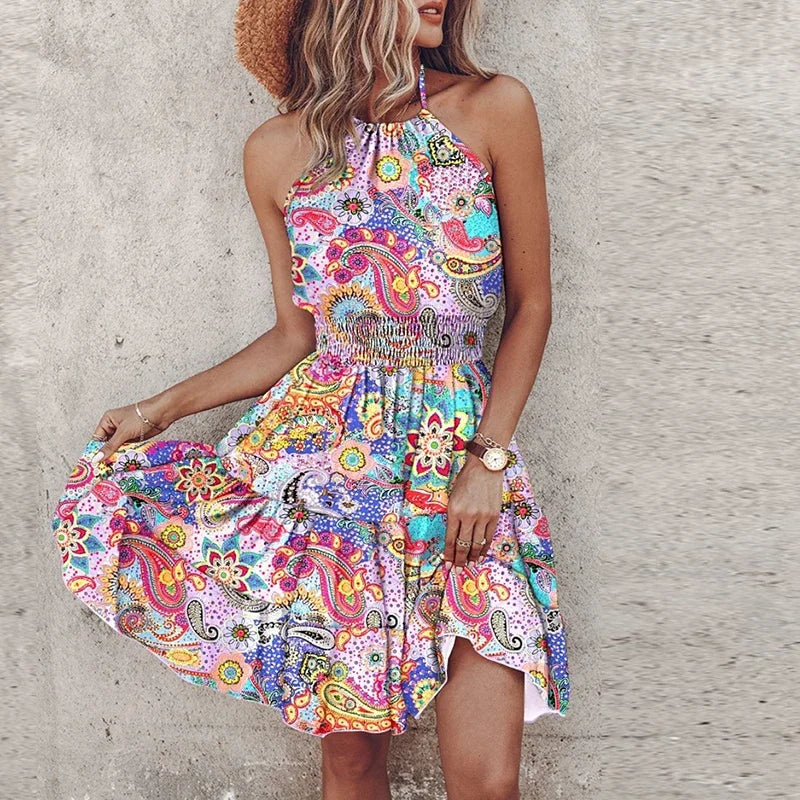 Ashley | Women's Halter Lace Flowy Draped Dress