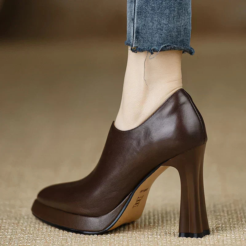 Natasha | Women's High Heel Pumps Platform Block Heel Side Zipper