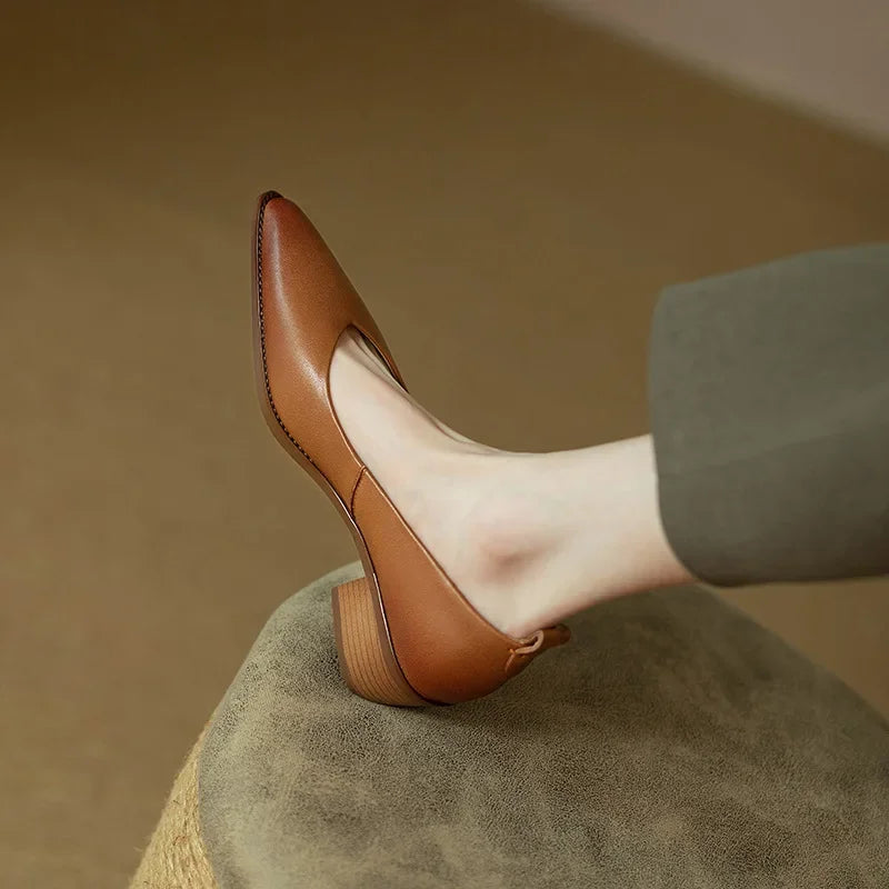 Emily | Women's Block Heel Pumps Pointed Toe Slip On Work Shoes