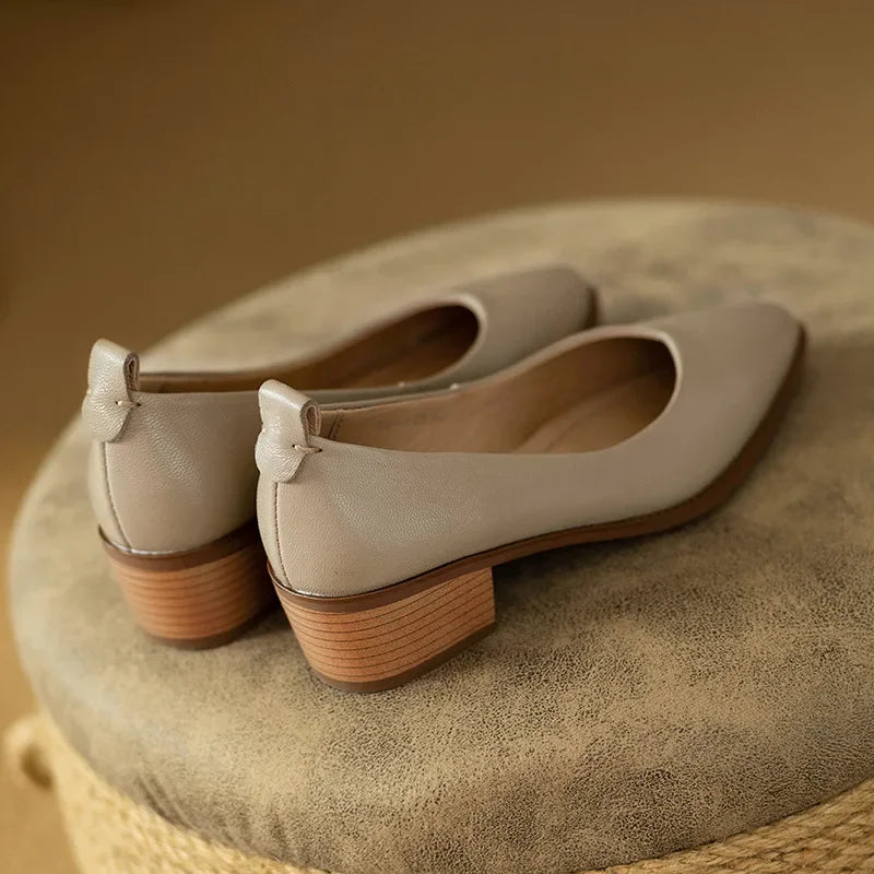 Emily | Women's Block Heel Pumps Pointed Toe Slip On Work Shoes