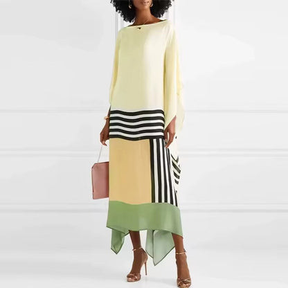 Sandra | Women's Caftan Dress Geometric Print Batwing Sleeve Maxi Dress