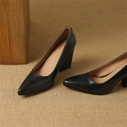 Barbara | Women's Block Heel Pumps Pointed Toe Slip On Work Heels