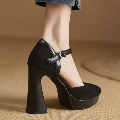 Gemma | Women's Platform Block Heel Pumps Ankle Strap High Heels