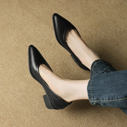 Olivia | Women's Pointed Toe Block Heel Pumps Slip On Mid Heel Shoes