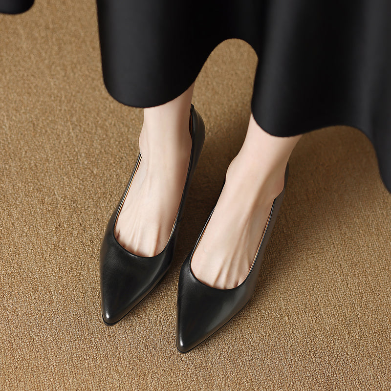 Barbara | Women's Block Heel Pumps Pointed Toe Slip On Work Heels