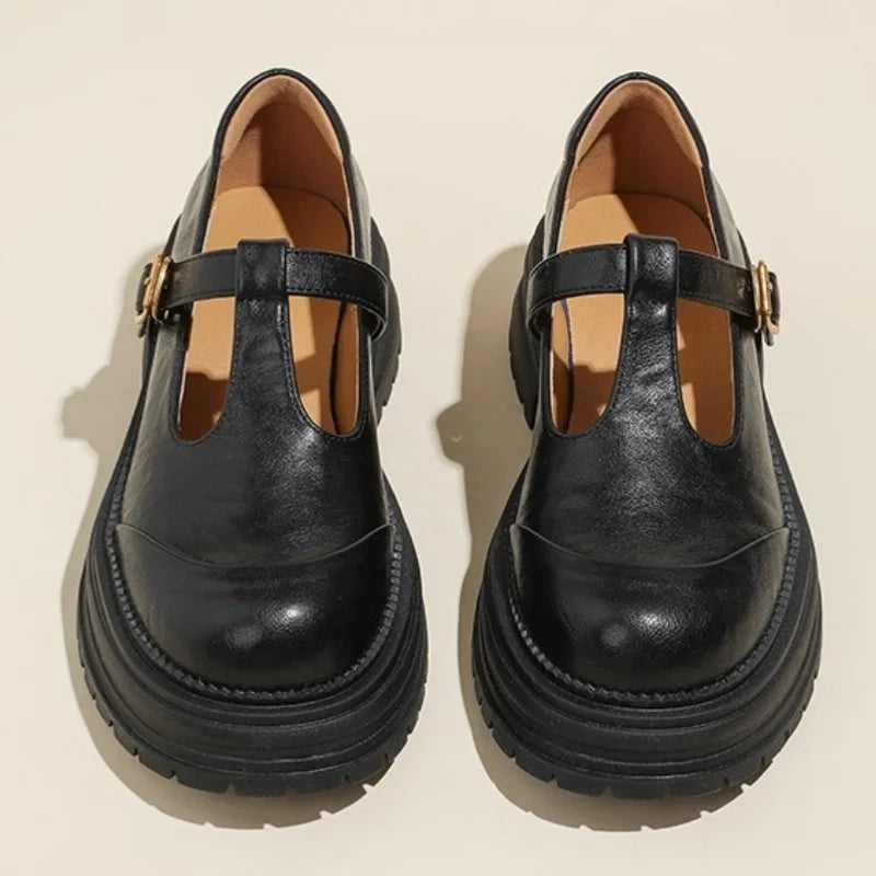 Skylar | Women's T-Bar Mary Jane Shoes Round Toe Brogue Low Heel