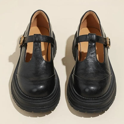 Skylar | Women's T-Bar Mary Jane Shoes Round Toe Brogue Low Heel