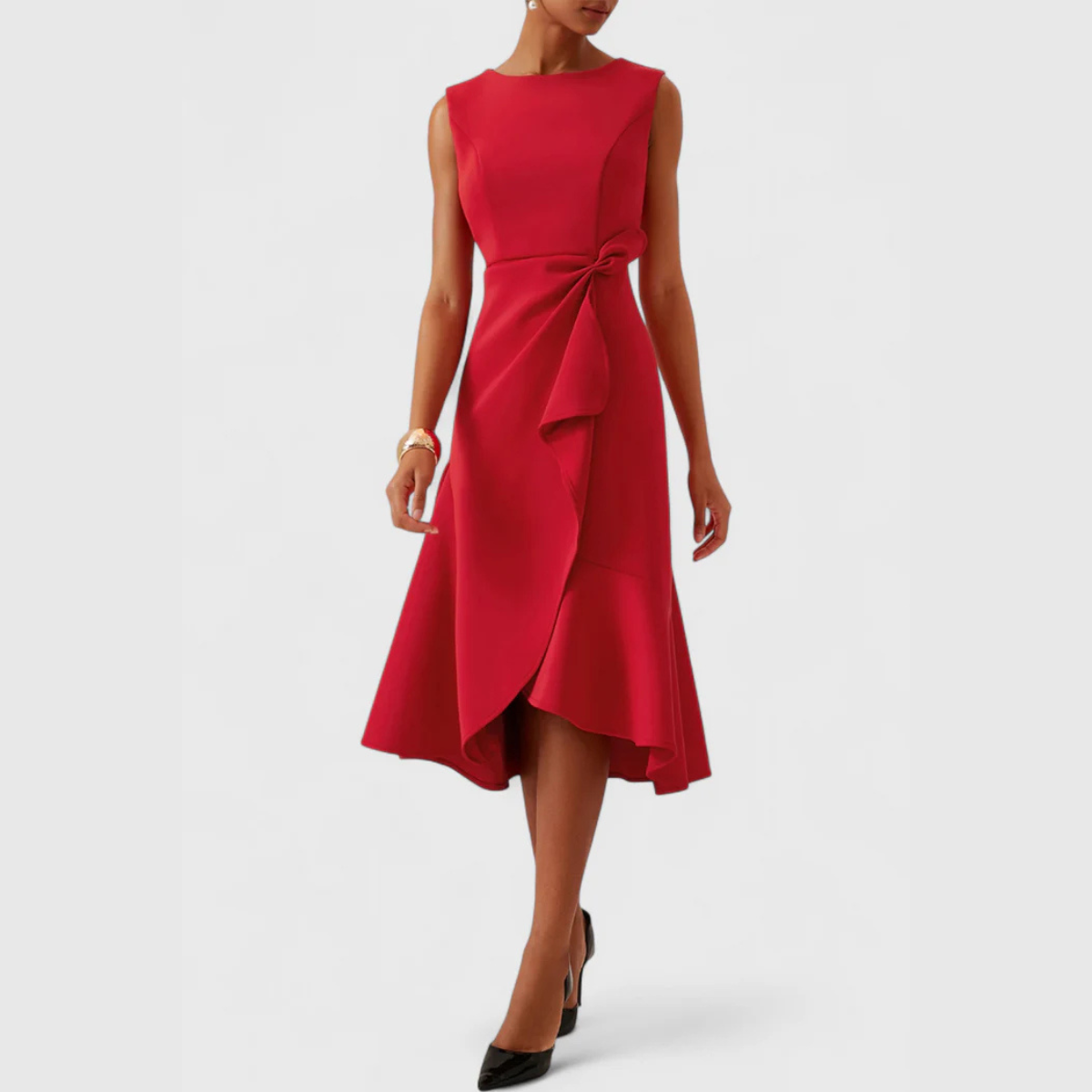 Claire | Draped Asymmetric Mid-Length Dress