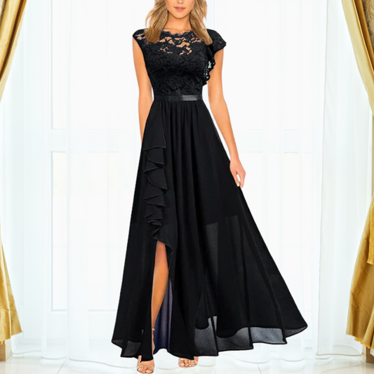 Trinity | Women's Lace Chiffon Maxi Dress Ruffle Split Occasion
