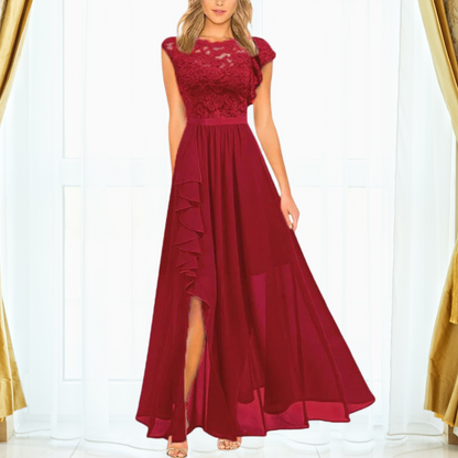 Trinity | Women's Lace Chiffon Maxi Dress Ruffle Split Occasion