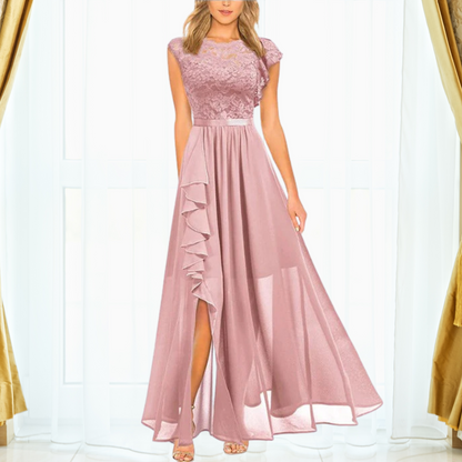 Trinity | Women's Lace Chiffon Maxi Dress Ruffle Split Occasion