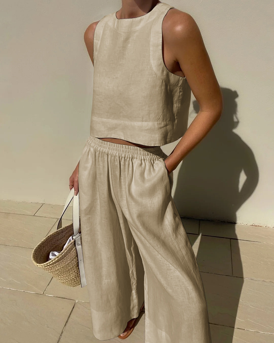 Molly | Women's Two Piece Set Crop Top Wide Leg Pants