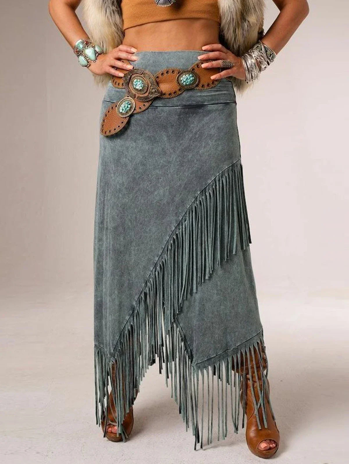 Laila | A-Line Full-Length Fringe Skirt