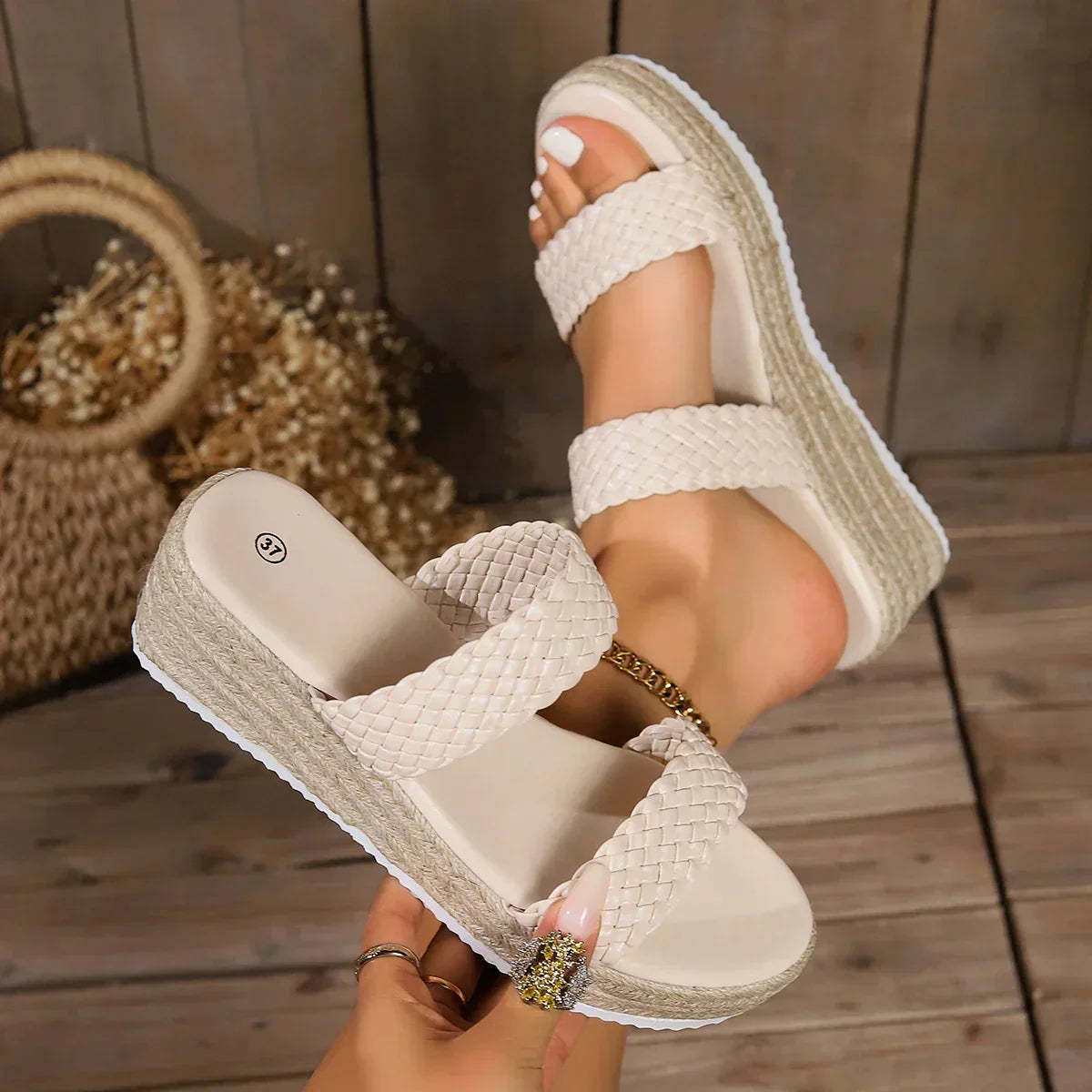 Charlotte | Women's Woven Platform Flat Sandals