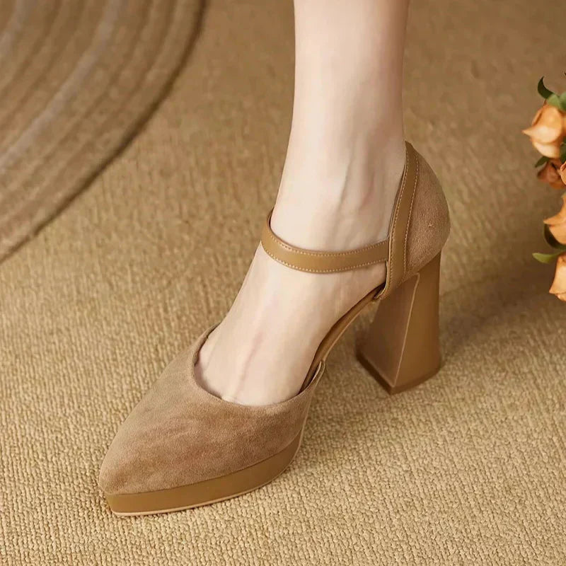 Gemma | Women's Platform Block Heel Pumps Ankle Strap High Heels
