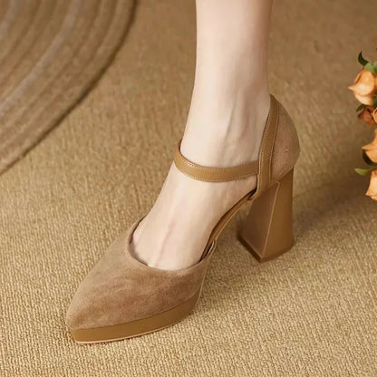 Gemma | Women's Platform Block Heel Pumps Ankle Strap High Heels