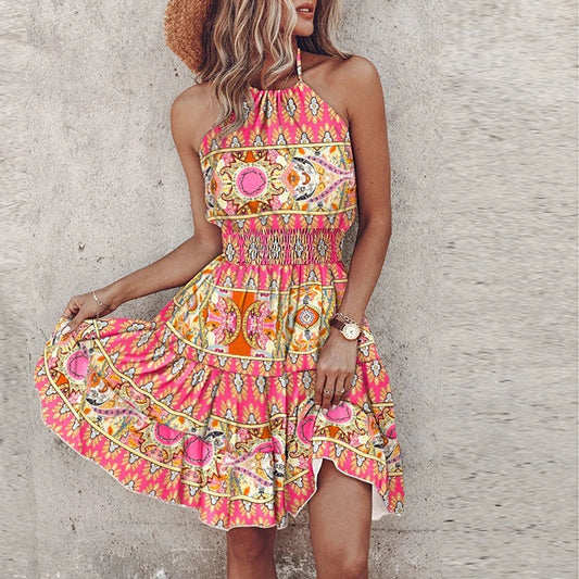 Ashley | Women's Halter Lace Flowy Draped Dress