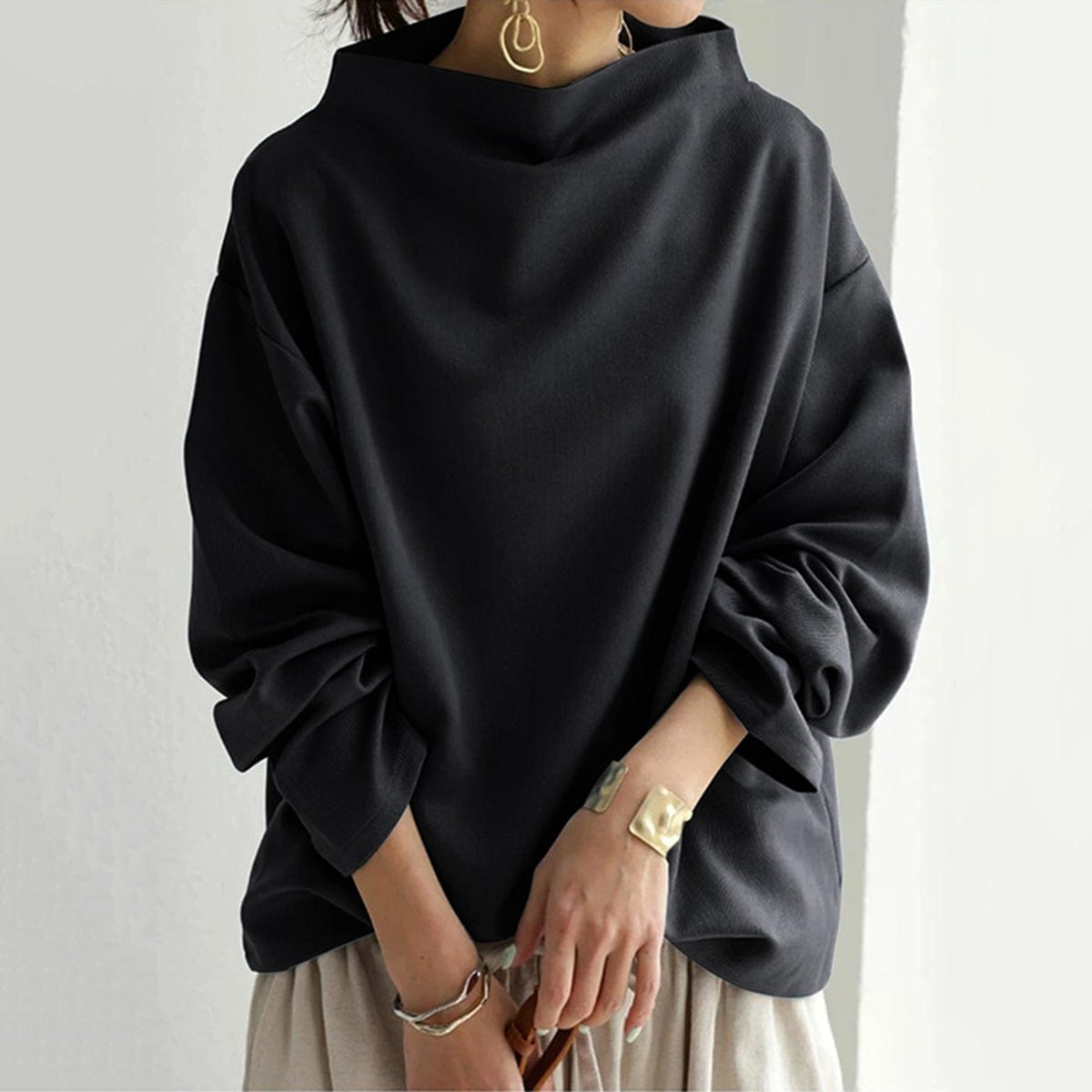 Colleen | High-Neck Plush Knit Top