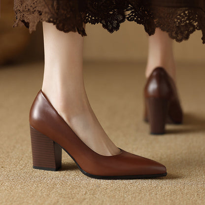 Barbara | Women's Block Heel Pumps Pointed Toe Slip On Work Heels