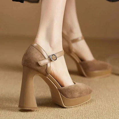 Gemma | Women's Platform Block Heel Pumps Ankle Strap High Heels