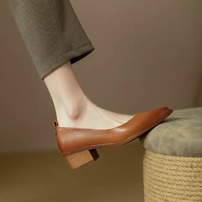 Emily | Women's Block Heel Pumps Pointed Toe Slip On Work Shoes