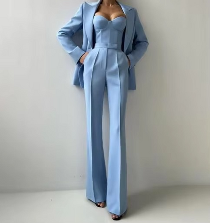 Maggie | Women's Three-Piece Blazer Set Corset Top & Flare Pants