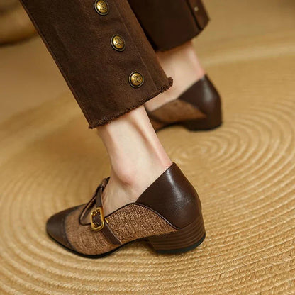Quinn | Women's Two-Tone T-Strap Mary Jane Shoes Retro Low Heel