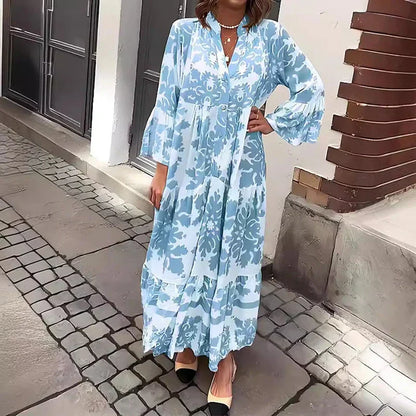 Julia | Women's Bohemian Flowy Printed Draped Maxi Dress Everyday