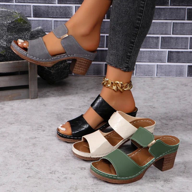 Alyssa | Women's Arch Support Block Heel Flat Sandals