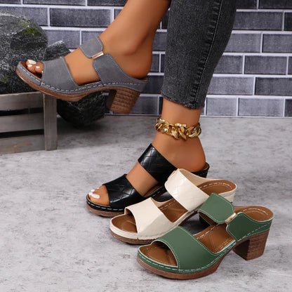 Alyssa | Women's Arch Support Block Heel Flat Sandals