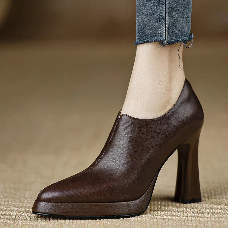 Natasha | Women's High Heel Pumps Platform Block Heel Side Zipper