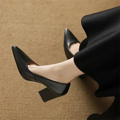 Barbara | Women's Block Heel Pumps Pointed Toe Slip On Work Heels
