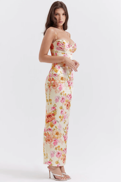 Victoria | Women's Wedding Guest Botanical Spaghetti Strap Dress