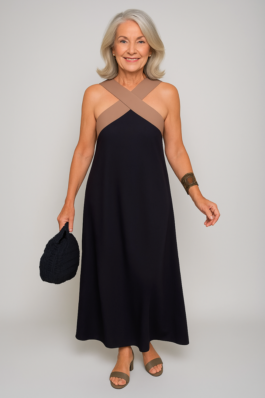 Wren | Refined Cross-Neck Maxi Dress