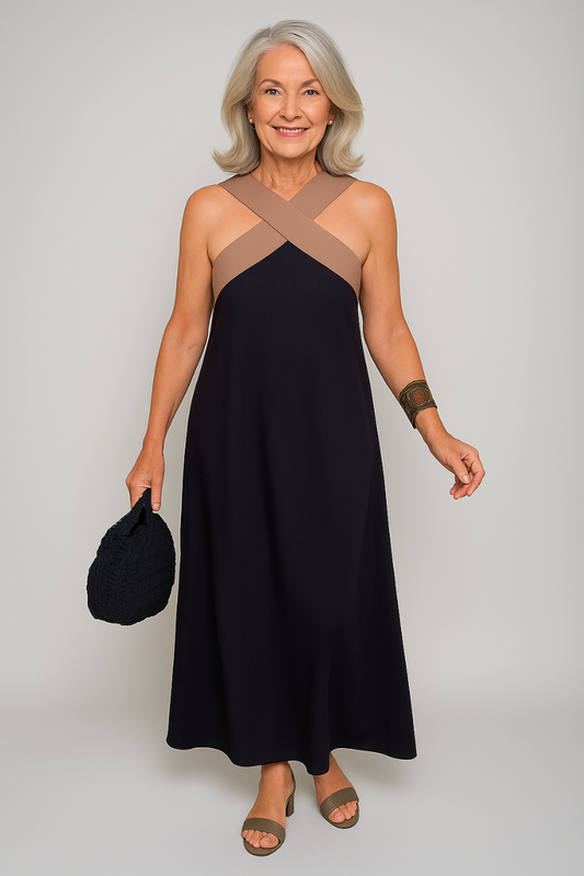 Wren | Refined Cross-Neck Maxi Dress
