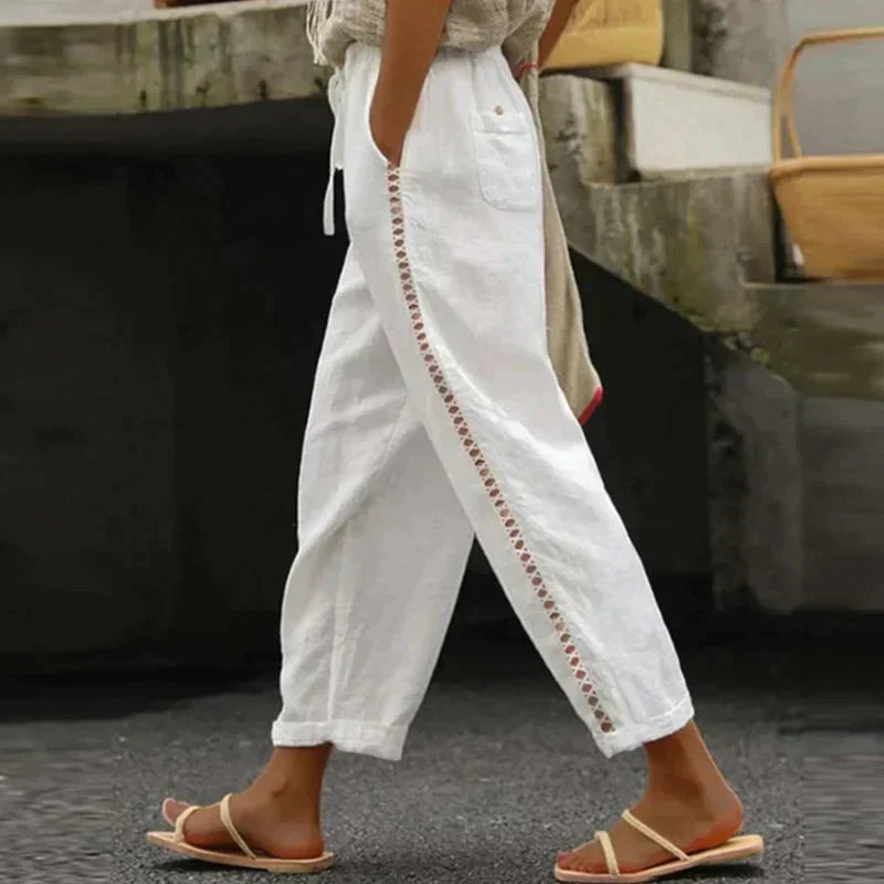 Aubrey | Women's Pants High Waist Tapered Leg Side Stripe
