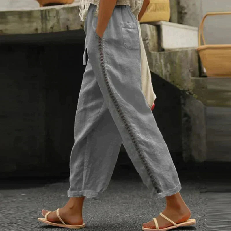 Aubrey | Women's Pants High Waist Tapered Leg Side Stripe