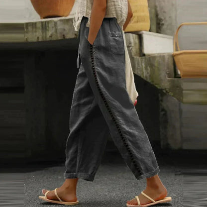 Aubrey | Women's Pants High Waist Tapered Leg Side Stripe