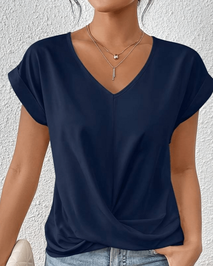 Alexis | Women's V-Neck Twist Front Short Sleeve Top