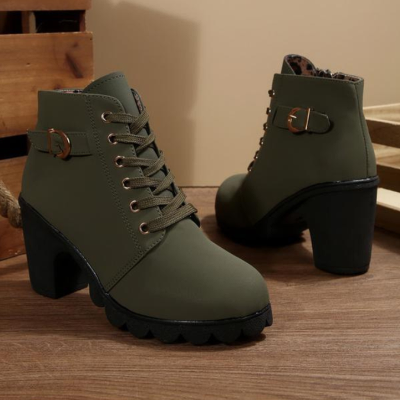 Julie | Trendy Lace-Up Chunky Ankle Boots