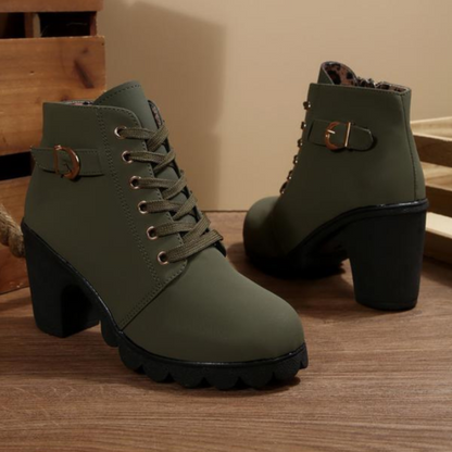Julie | Trendy Lace-Up Chunky Ankle Boots