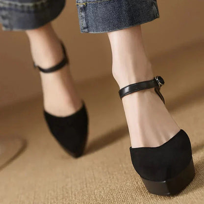 Gemma | Women's Platform Block Heel Pumps Ankle Strap High Heels