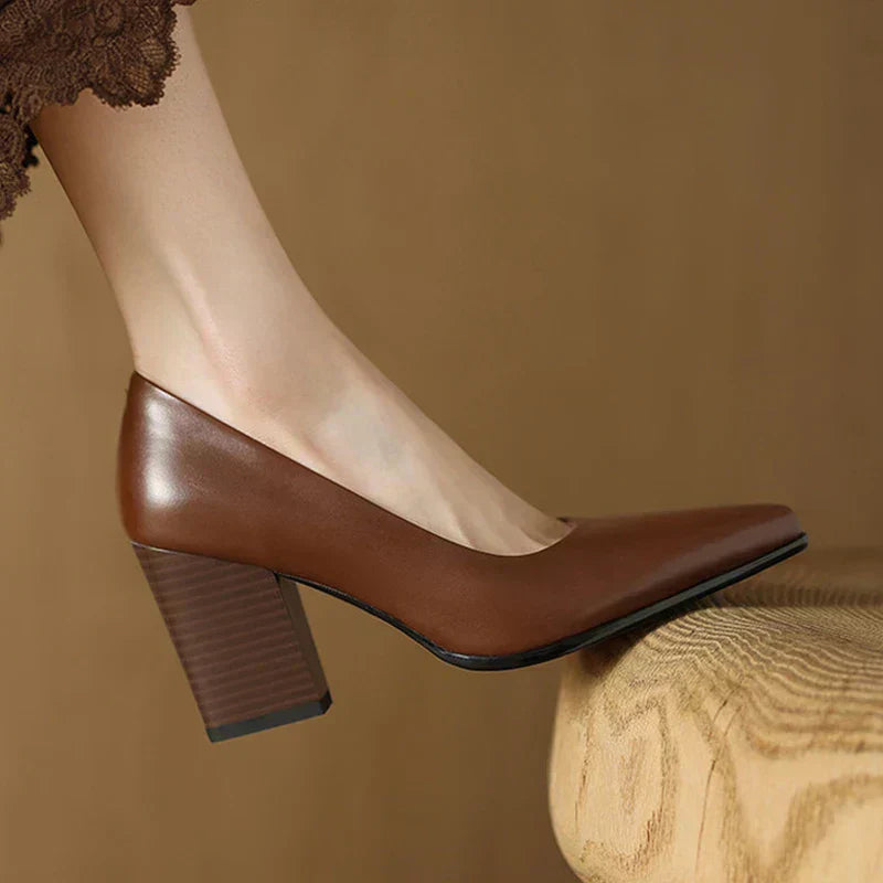 Barbara | Women's Block Heel Pumps Pointed Toe Slip On Work Heels