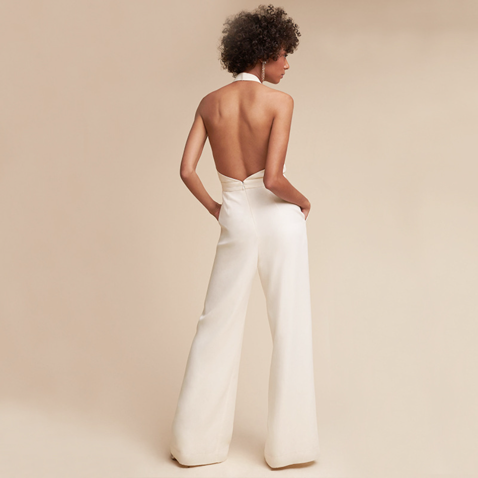 Reagan | Women's Halter Neck Wide-Leg Jumpsuit Deep V Occasion