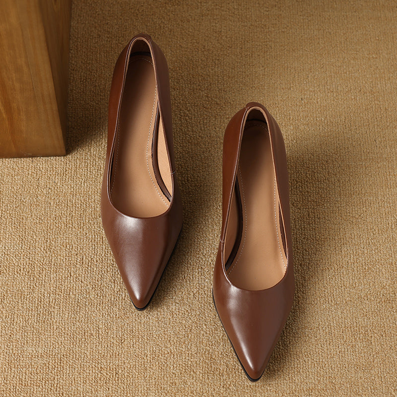 Barbara | Women's Block Heel Pumps Pointed Toe Slip On Work Heels