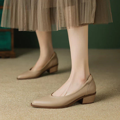 Olivia | Women's Pointed Toe Block Heel Pumps Slip On Mid Heel Shoes