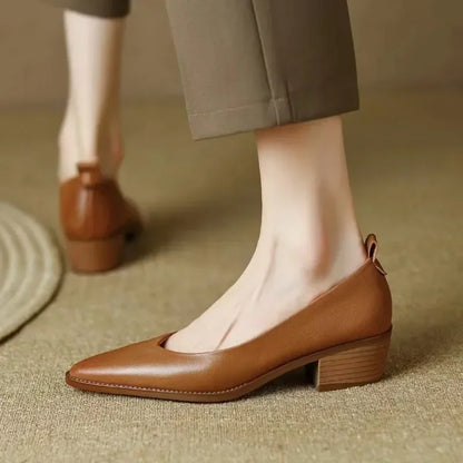 Emily | Women's Block Heel Pumps Pointed Toe Slip On Work Shoes