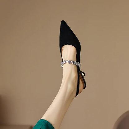 Candace | Women's Crystal Strap Slingback Heels Pointed Toe Pumps